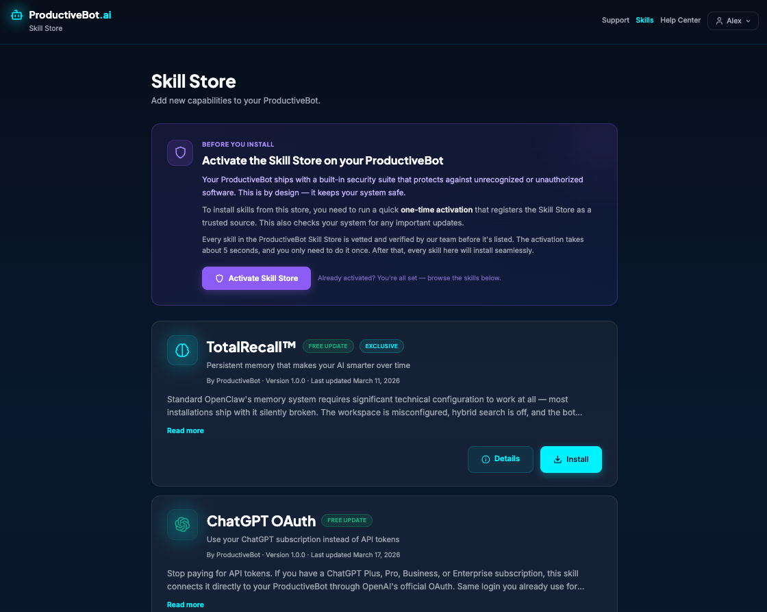 Exclusive Skill Store