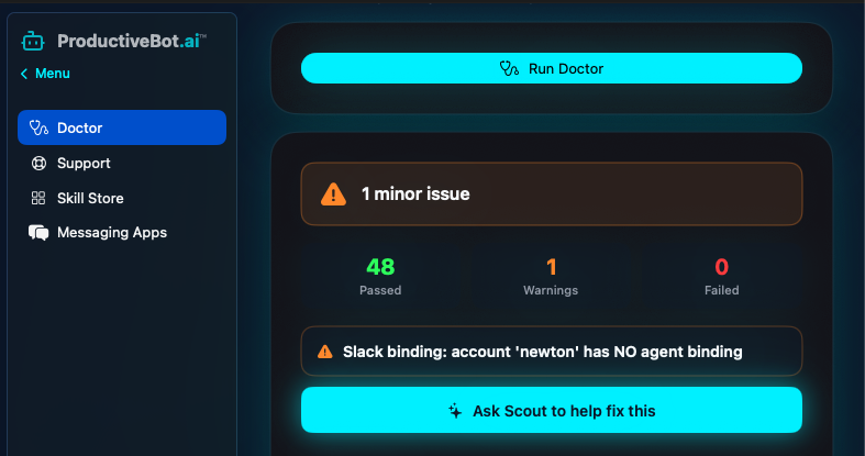 ProductiveBot diagnostics